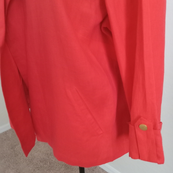 Chico's Open Front 100% Linen Cardigan Jacket - Red/Orange Blazer Size 3/XL - Picture 4 of 11